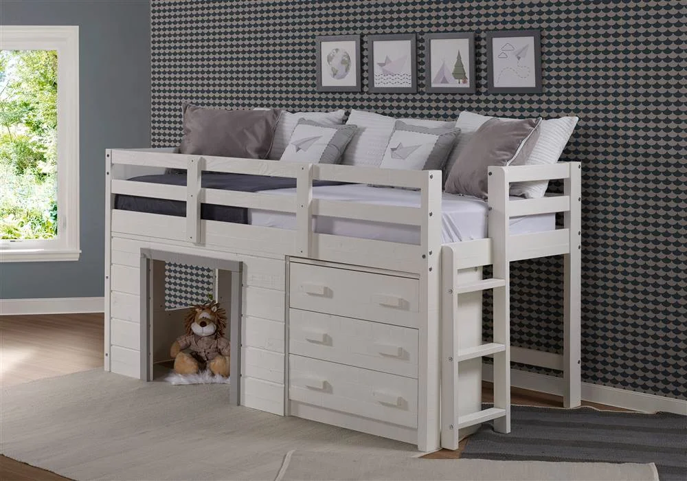 Donco Kids Sweet Dreams Low Loft, White & Grey