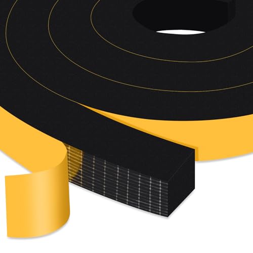 Weather Stripping Door Seal Strip, Strong Adhesive, Lightproof, Noise-Reduction, Weatherproof Foam Tape Insulation for Sliding Door, Front Door Frame, Windows (1/2 in x 1/4 in x 26Ft)
