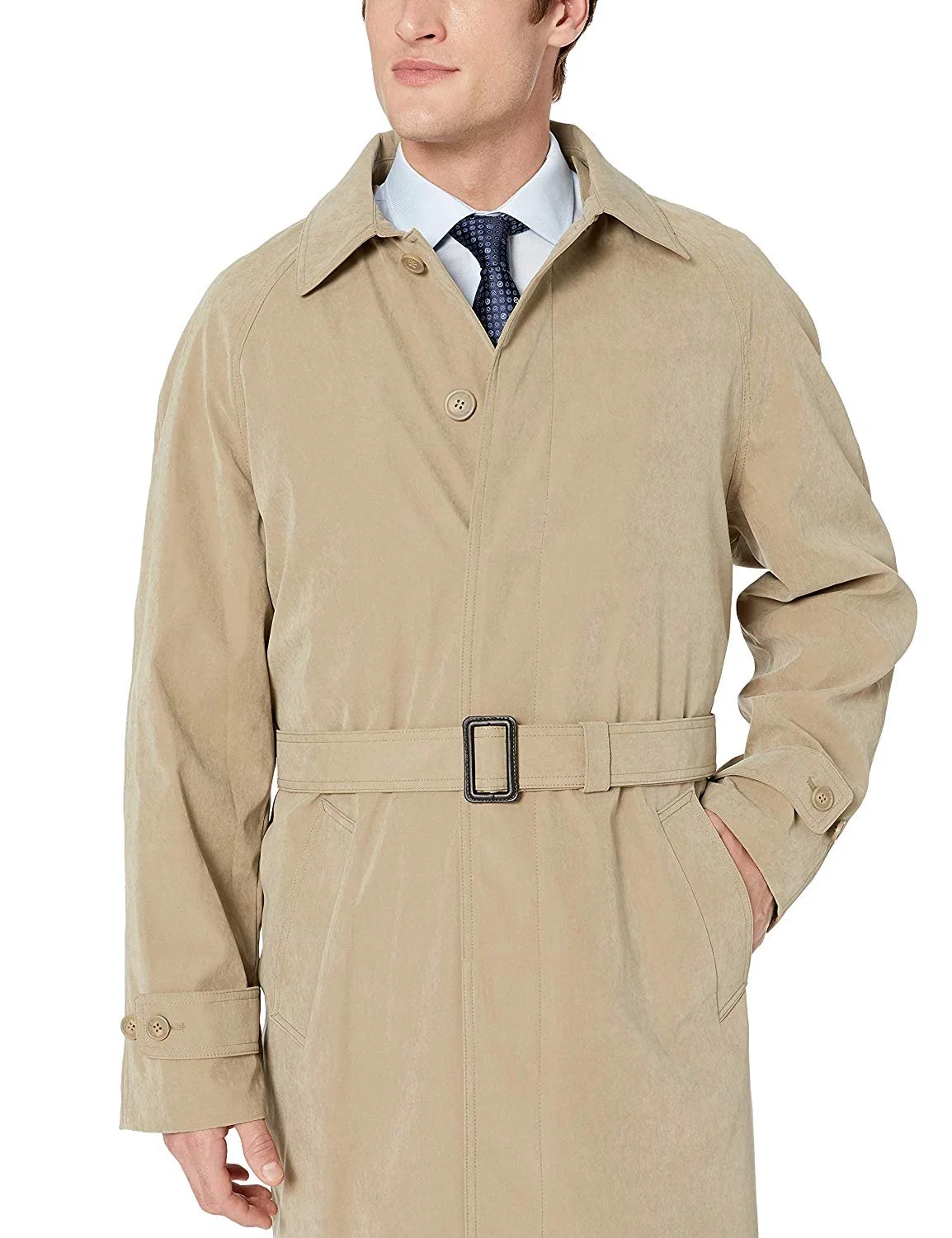Men's Single Breasted Taupe Full Length All Year Round Raincoat 50L
