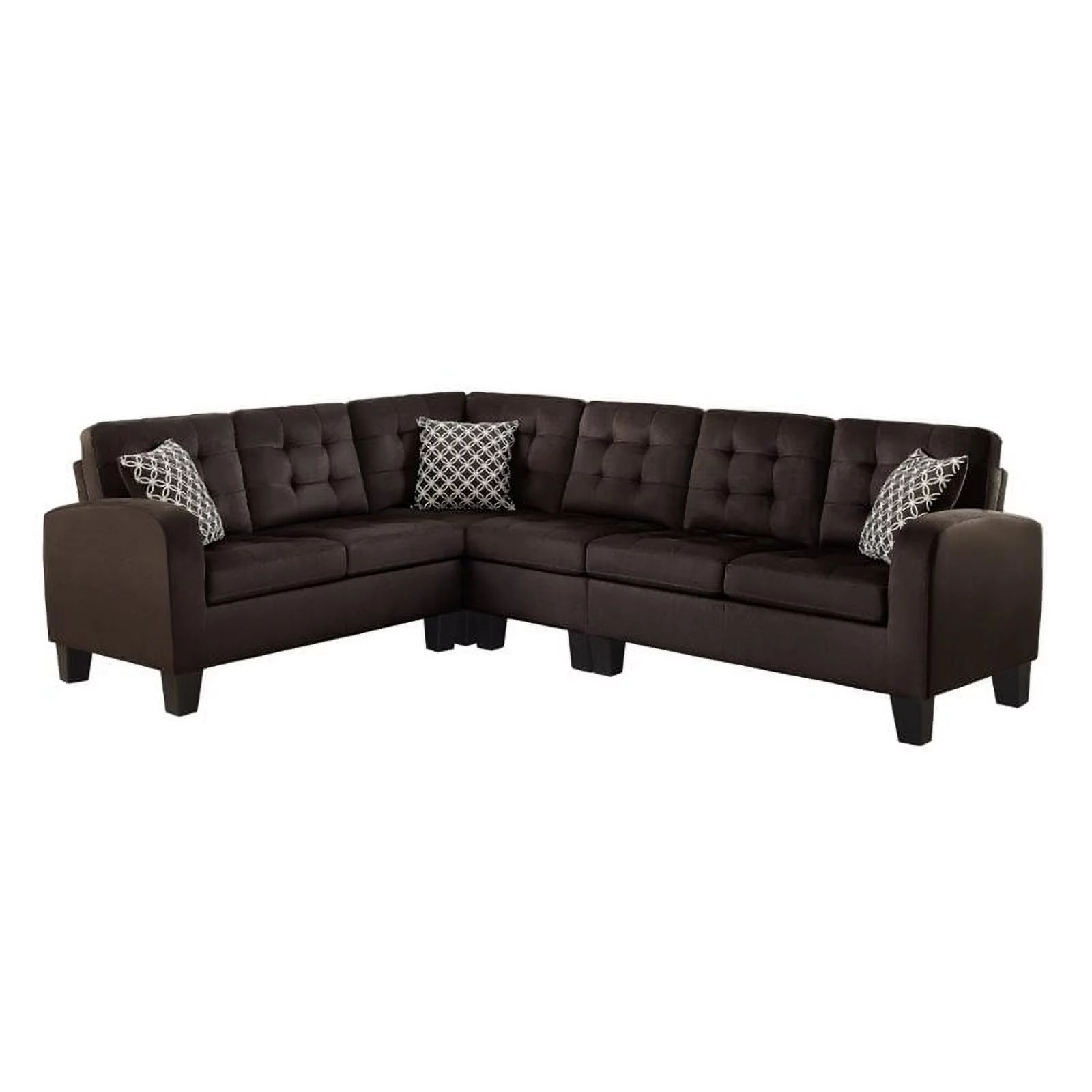 Bowery Hill Upholstered Reversible Sectional Sofa in Chocolate