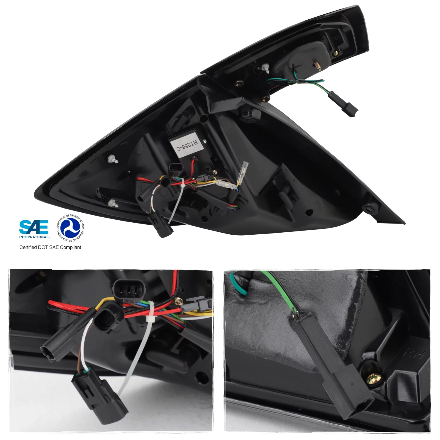 AKKON - Fit 2016-2021 Honda Civic Hatchback Full LED Tail Lights w/ Welcome Lights - Sequential Turn Signal Tube Black Chrome