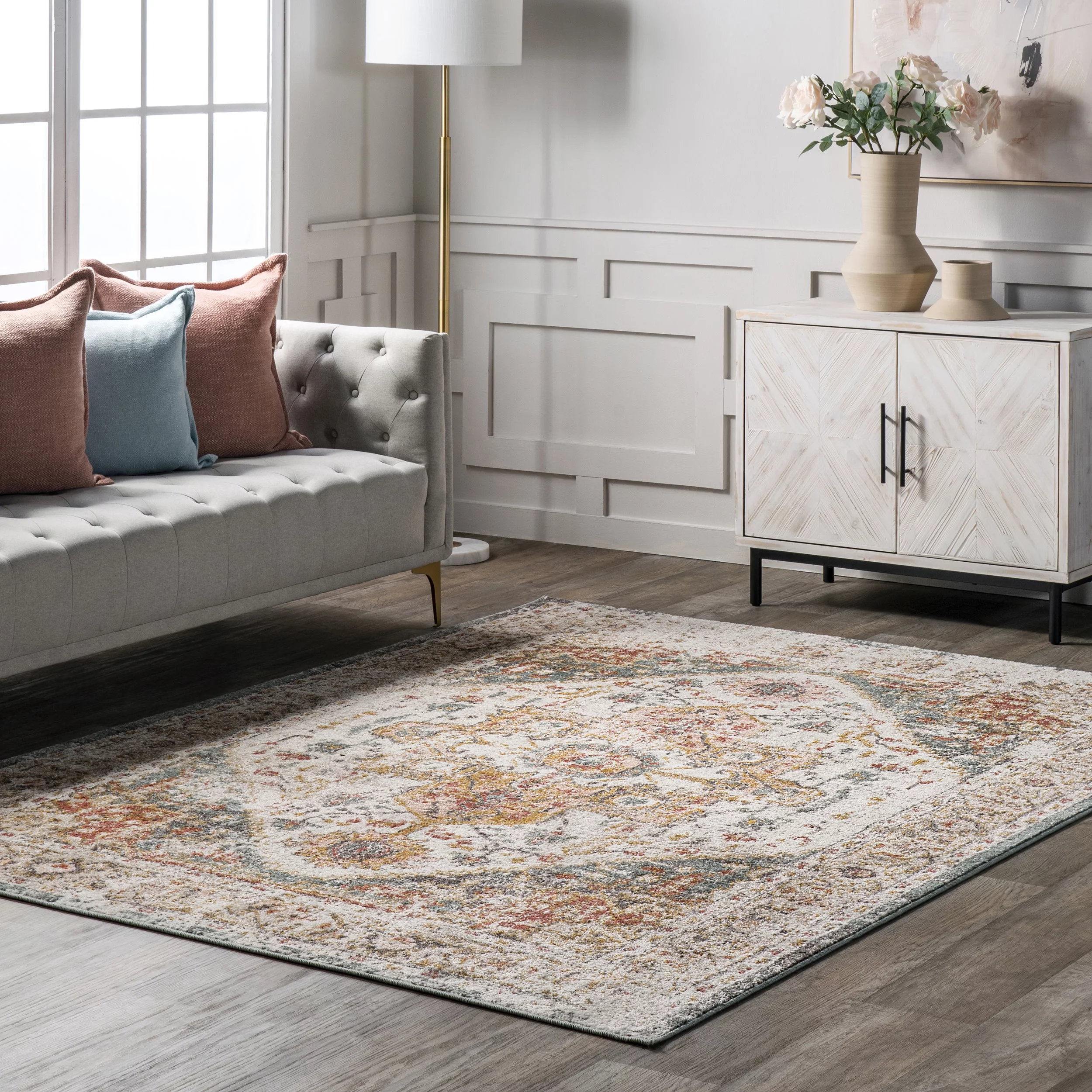 nuLOOM Justine Vintage Medallion Area Rug, 12' x 15', Beige