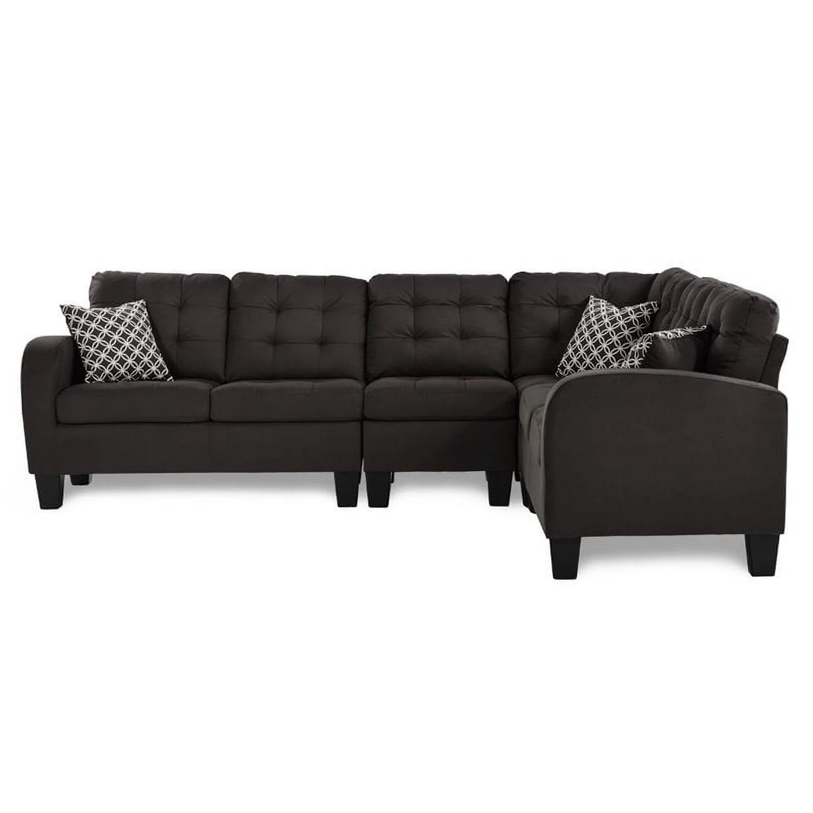 Bowery Hill Upholstered Reversible Sectional Sofa in Chocolate