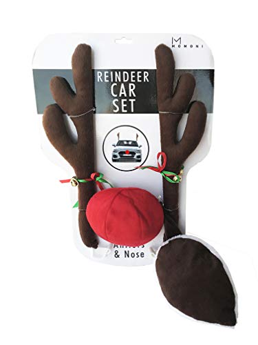 Premium Reindeer Car Kit Antlers, Nose, Tail- Rudolph Set Reindeer Christmas Decoration Car Costume Auto Accessories