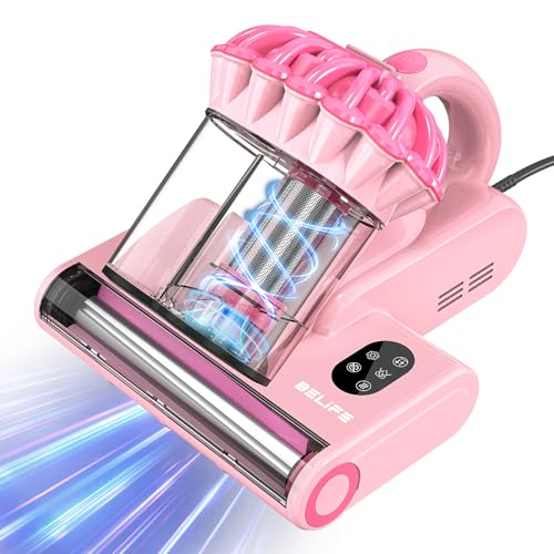 Belife M8 Mattress Vacuum Cleaner, Anti-allergen Bed Vacuum Cleaner with UV & Hot Air & High Heating, 550W 18Kpa Powerful Suction Double-Cup Handheld Vacuum for Bed, Couch, Sofa, Corded (Blue)