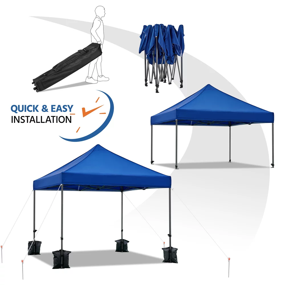 Alden Design Adjustable 10' x 10' Commercial Pop-up Canopy with Wheeled Carry Bag, Blue
