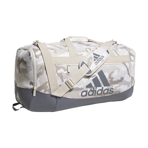adidas Defender 4.0 Duffel, Durable Athletic Sports Gym Travel Bag for Men and Women, Black/White, Large (110 L)