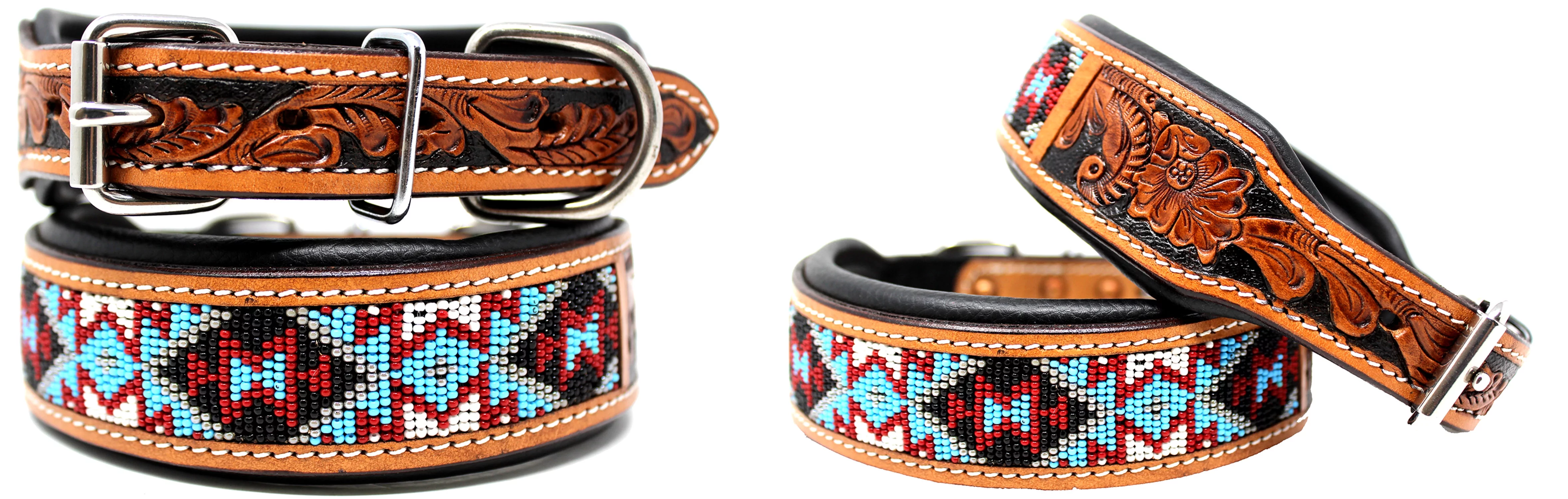 Medium 17''- 21'' Dog Puppy Collar Cow Leather Adjustable Padded Canine 6064