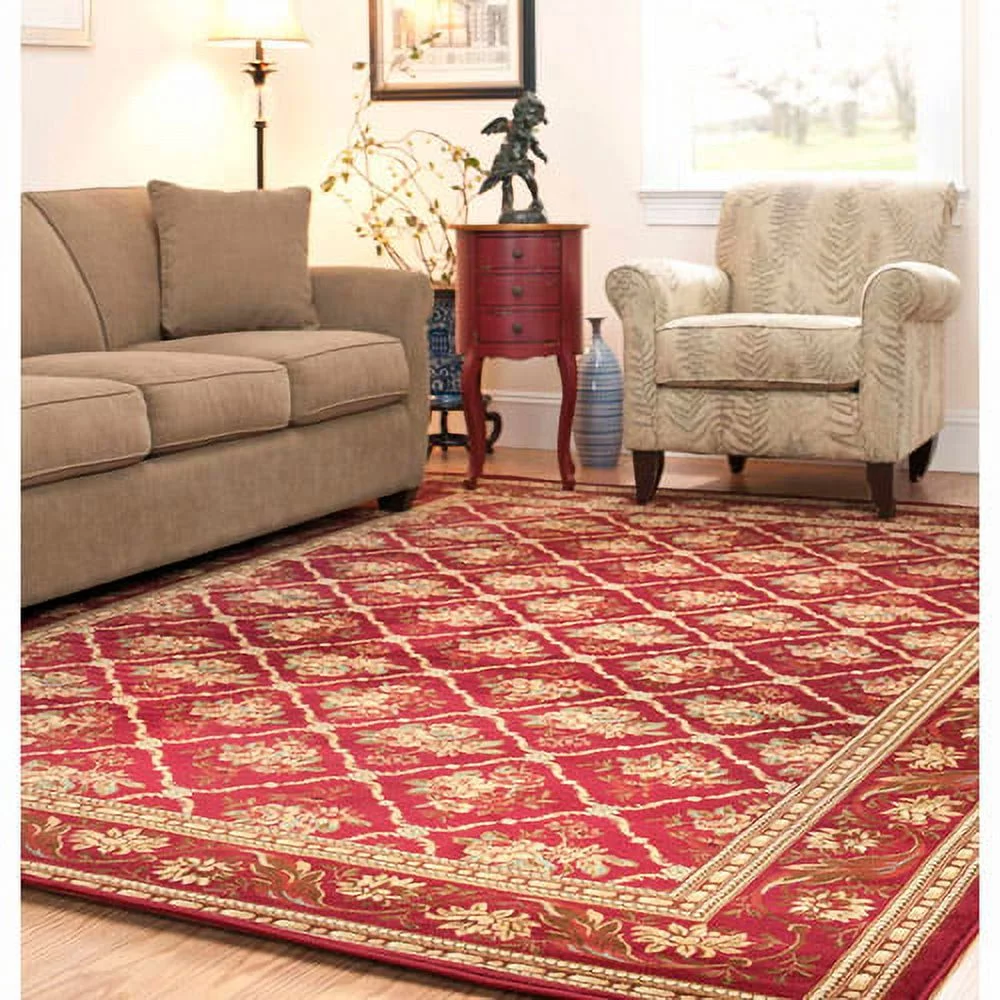 SAFAVIEH Lyndhurst Mason Floral Border Area Rug, Red, 6'7