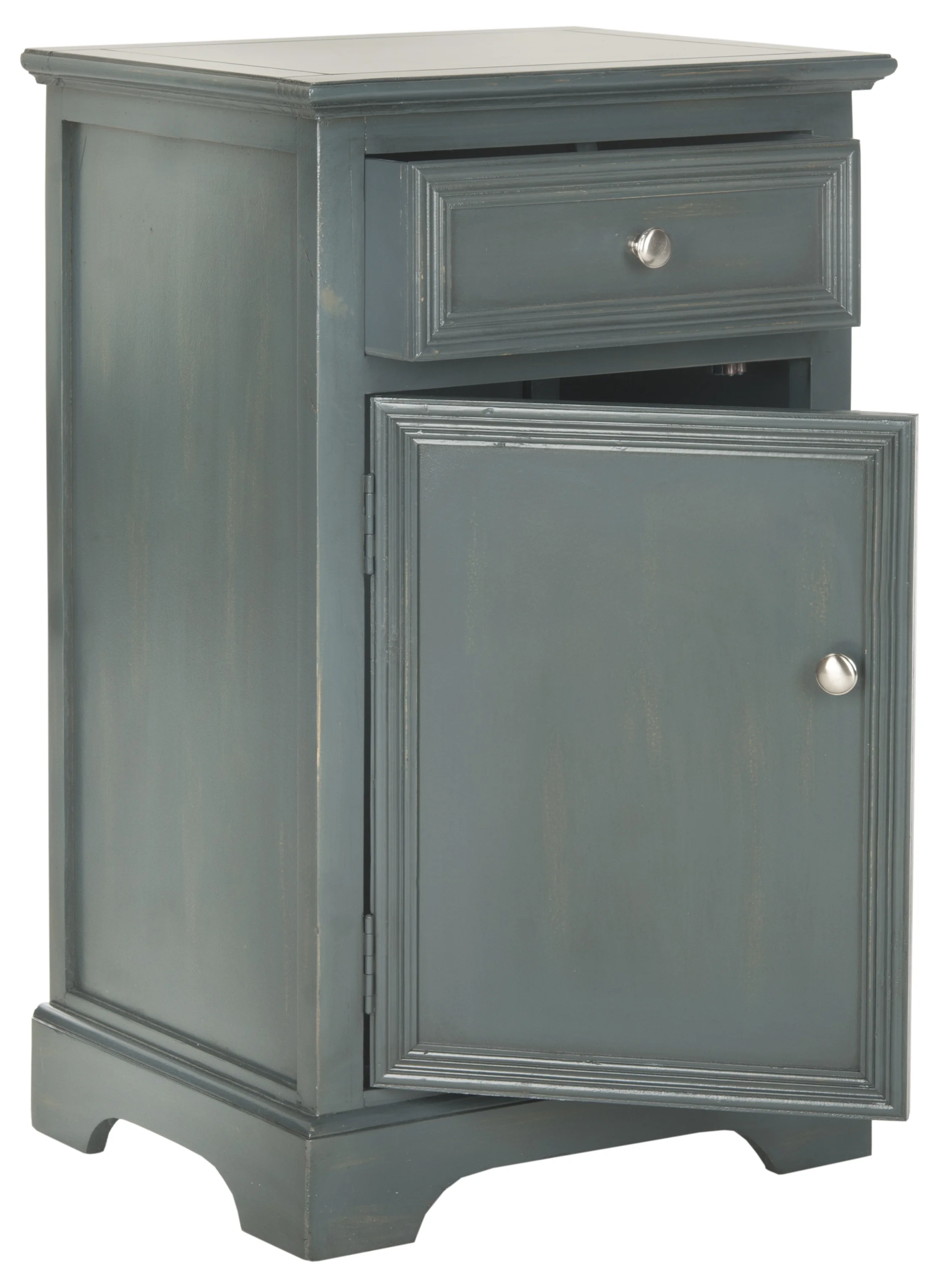 SAFAVIEH Jarome Nightstand with Storage Drawer And Cabinet, Steel Teal
