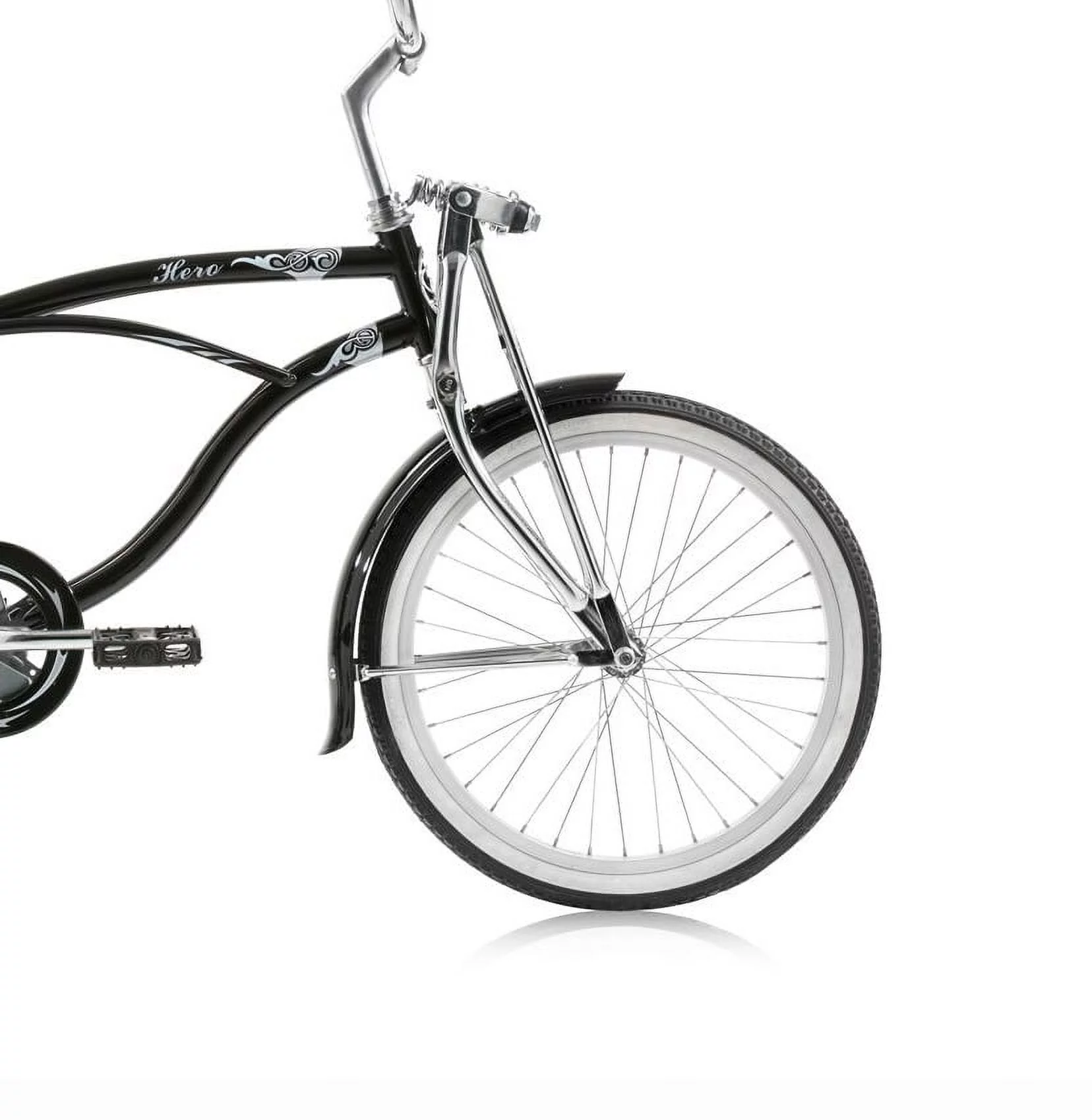 Wonder Wheels 20 In. Beach Cruiser Lowrider Coaster Brake Single Speed Bicycle, Bike With Banana Seat Stainless Steel Spokes One Piece Crank Alloy Rims 36 H - Black