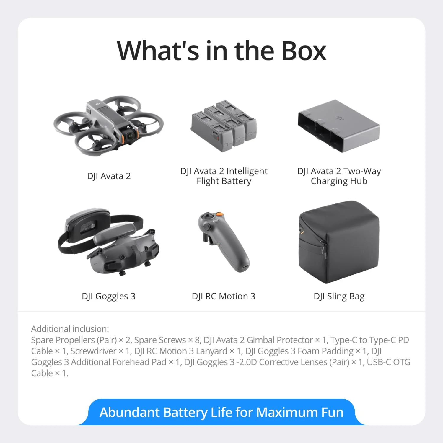 DJI Avata 2 FPV Drone Fly More Combo (3 Batteries) with Camera 4K Includes Goggles 3 and RC Motion 3, Immersive Experience, POV Content, Built-in Propeller Guard Bundle with Deco Gear Accessories