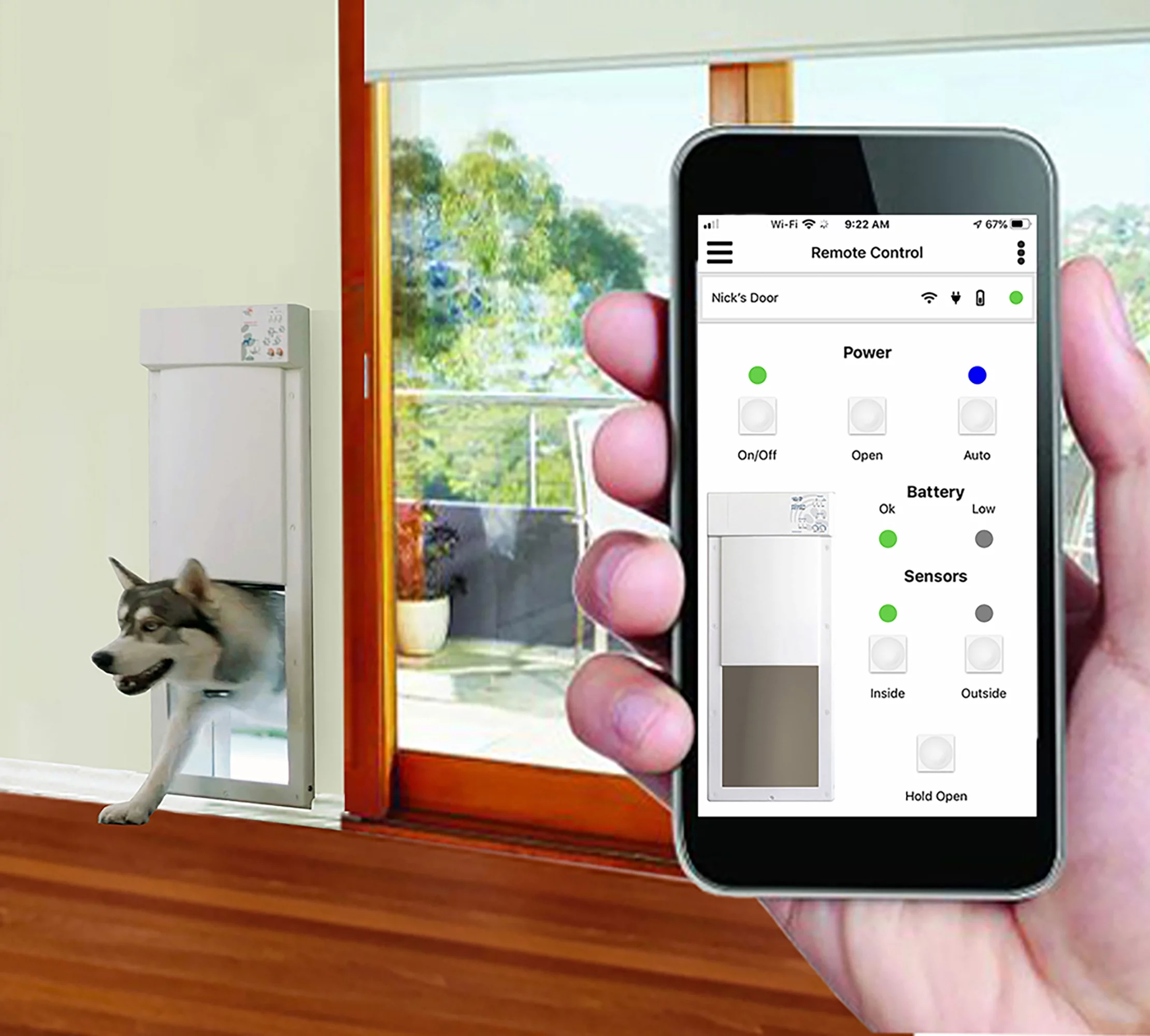 High Tech Pet PX-1 - Medium Power Pet Door for Door Installations - Wi-Fi Smartphone Controlled