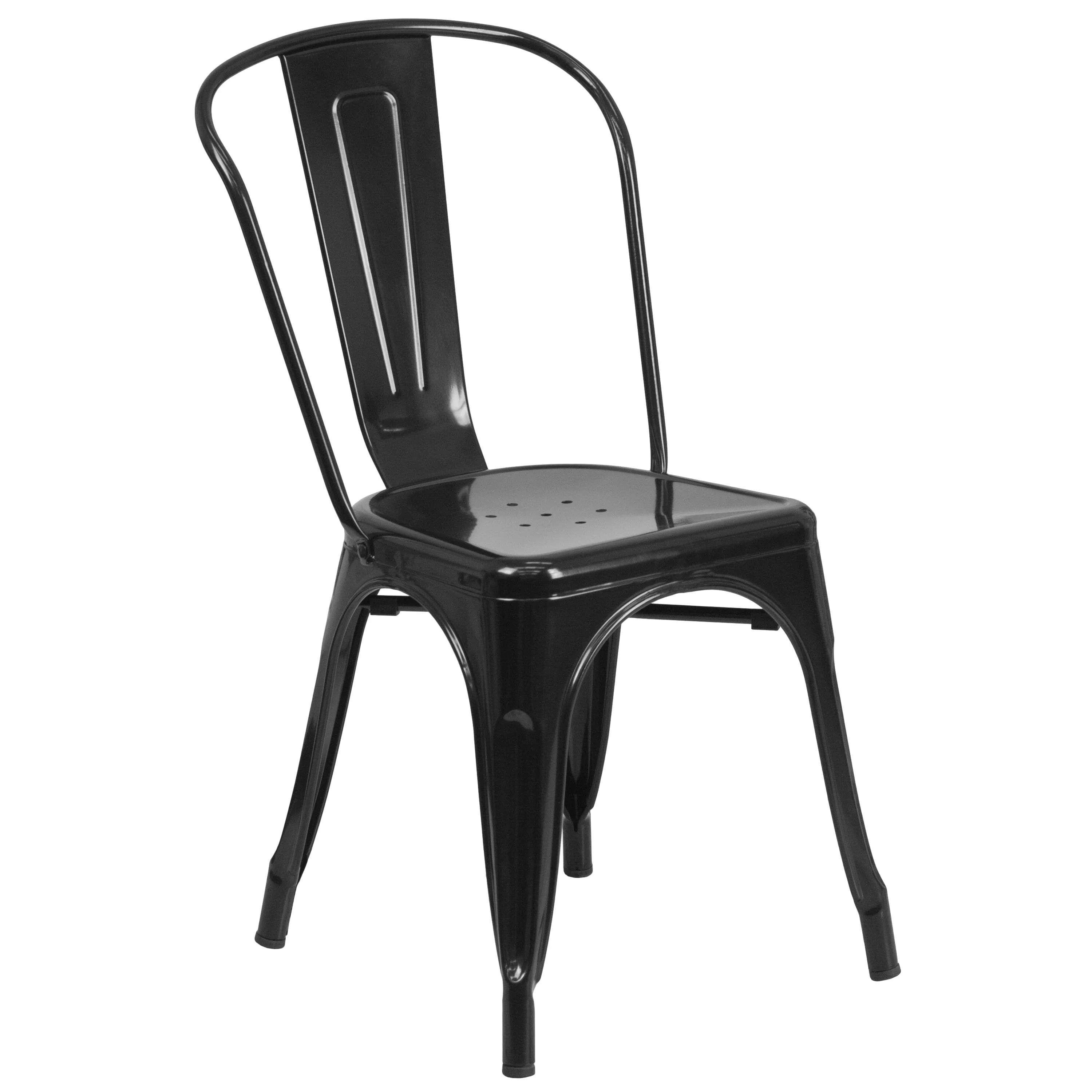 Emma + Oliver Commercial Grade Black Metal Indoor-Outdoor Stackable Chair