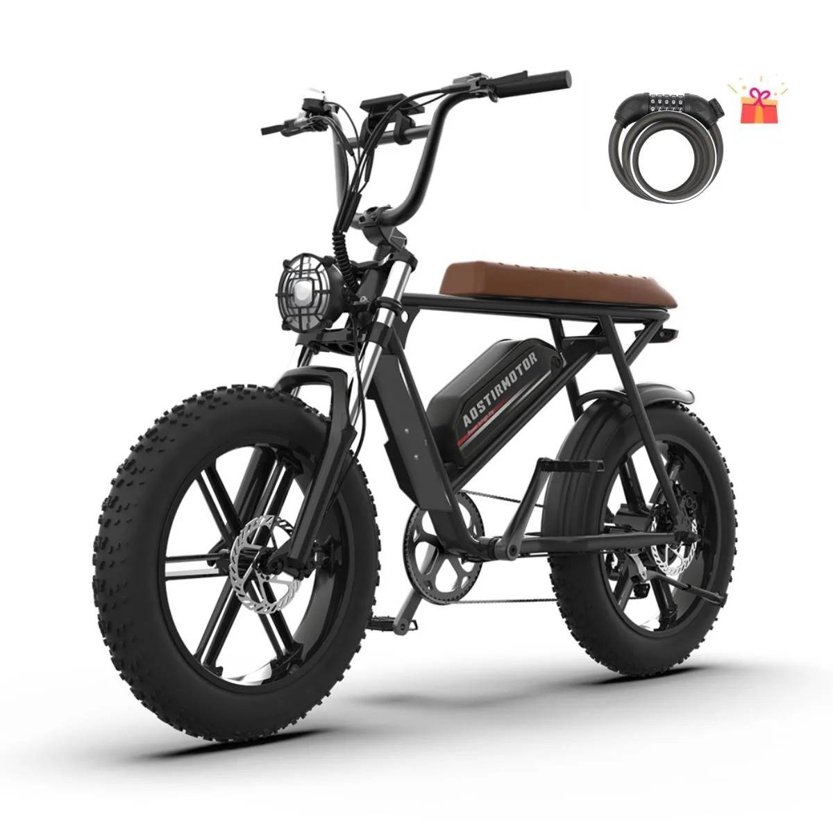 Aostirmotor 750W Full Suspension Commuter Electric Bike Electric Mountain Bicycle for Adults, 20 inch Fat Tire, 7 Speed Gear, 48V 12.5Ah Removable Battery(Black)