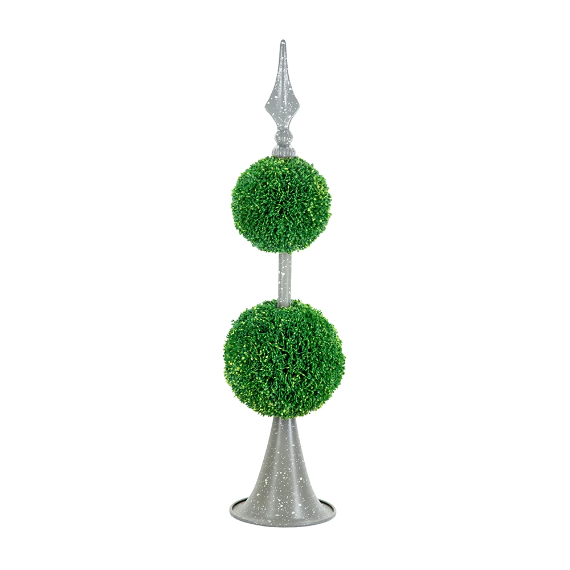 CC Home Furnishings Artificial Two-Tiered Boxwood Topiary Sphere on Metal Spire - 26.5