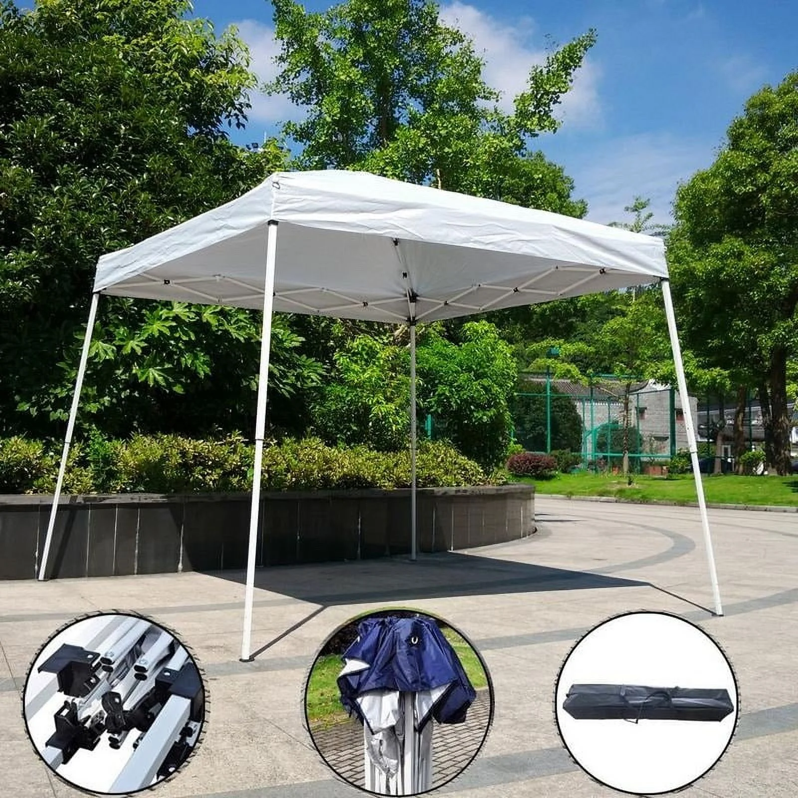 Camping Beach Gazebo Party Folding Sunshade Pop up Canopy Tent Down 8x8 Ft Top 6x6 Ft-Blue