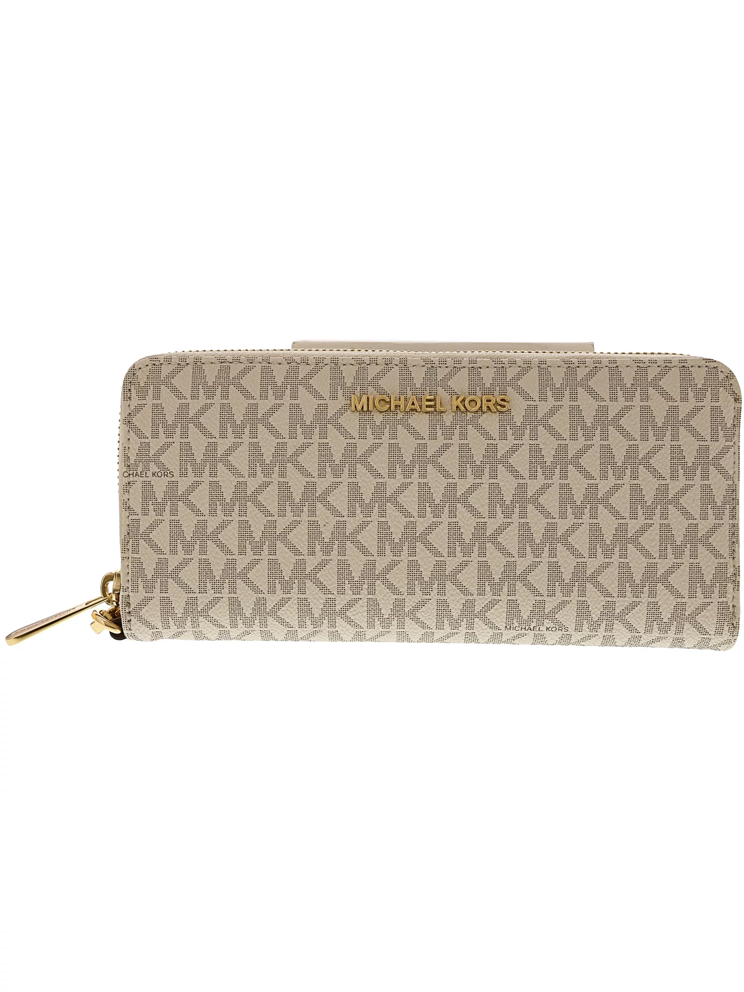 Michael Kors Jet Set Travel Continental Wristlet Wallet Long Vanilla Signature MK