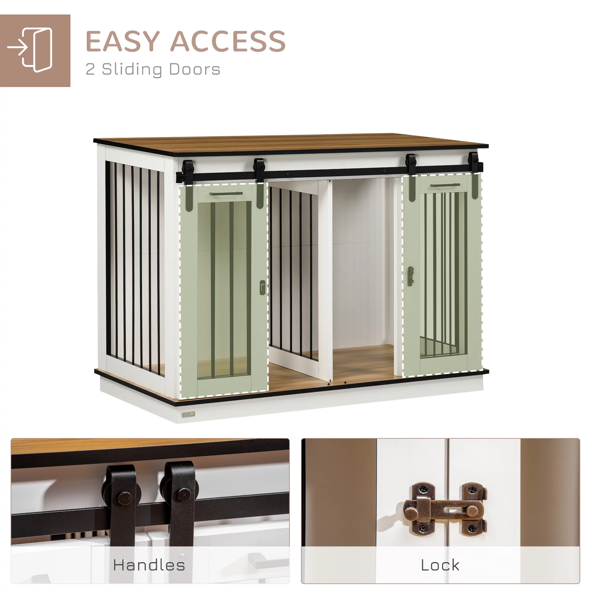 PawHut Modern Dog Crate End Table with Divider Panel, White