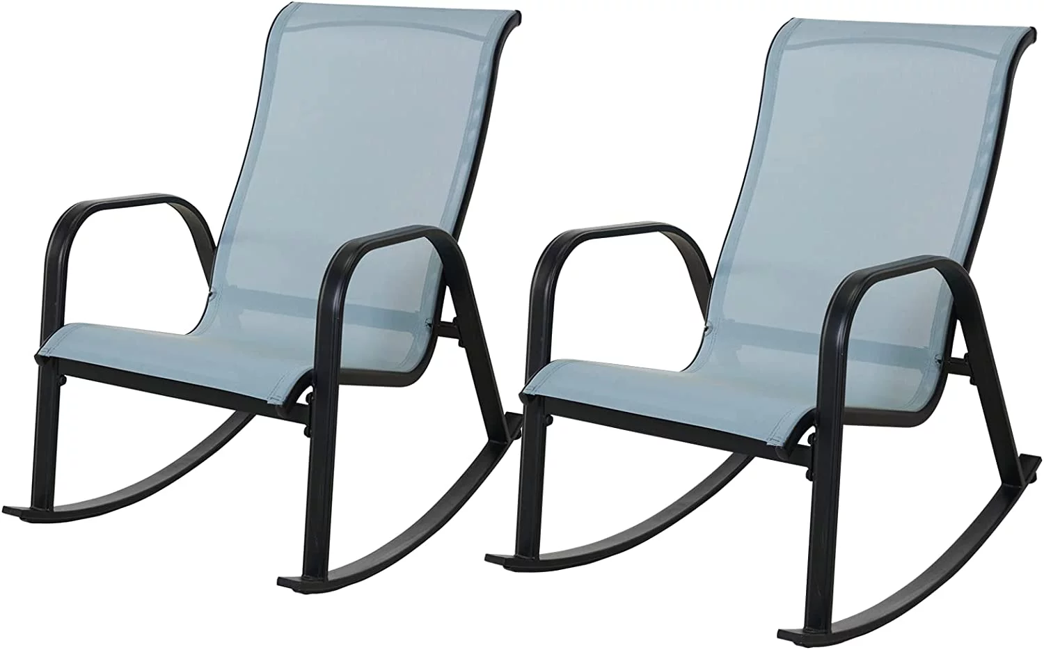 Grand Patio Outdoor Adult Rocking Chair Set of 2 for Porch All-weather Steel Rocker Chair for Patio, Balcony, Garden Deck, Backyard, Blue