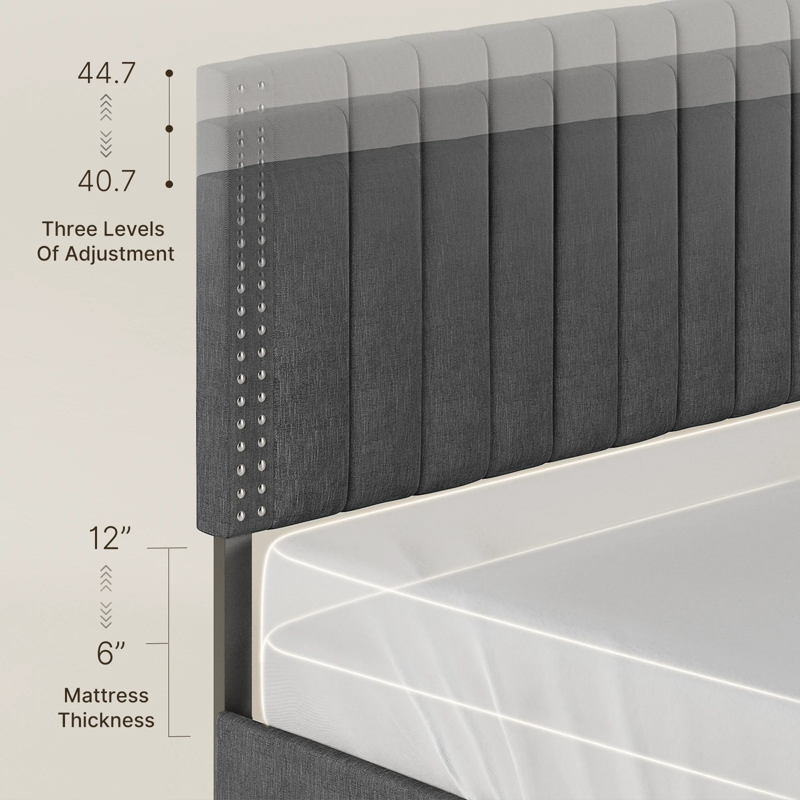 Aiho Bed Frame Full with 4 Storage Drawers for Bedroom, Dark Grey