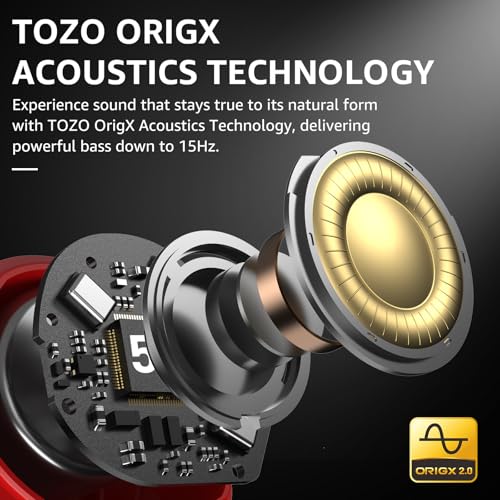 TOZO Hybrid Active Noise Cancelling Wireless Earbuds, 6 Mics ENC Clear Call, IPX8 Waterproof, in Ear Bluetooth 5.3 Headphones Stereo Bass Ear Buds 59H Playtime with LED Display 32 EQs via APP