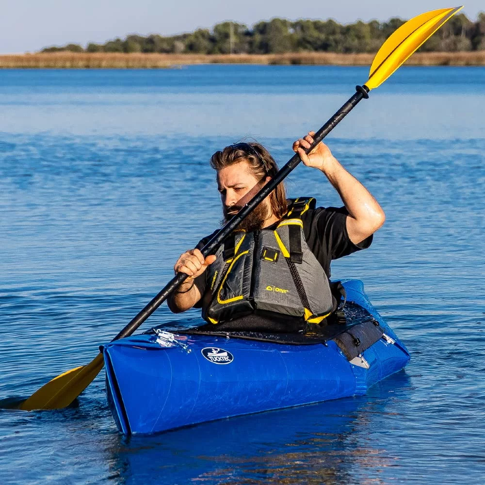 Tucktec Advanced 10 Foot Folding Kayak - Stronger Than a Inflatable Kayak- Ideal for Kayak Fishing - Set up The Foldable Kayak Canoe in 2 Minutes - 1 or 2 Person - Adults and Kids (Bright Green)