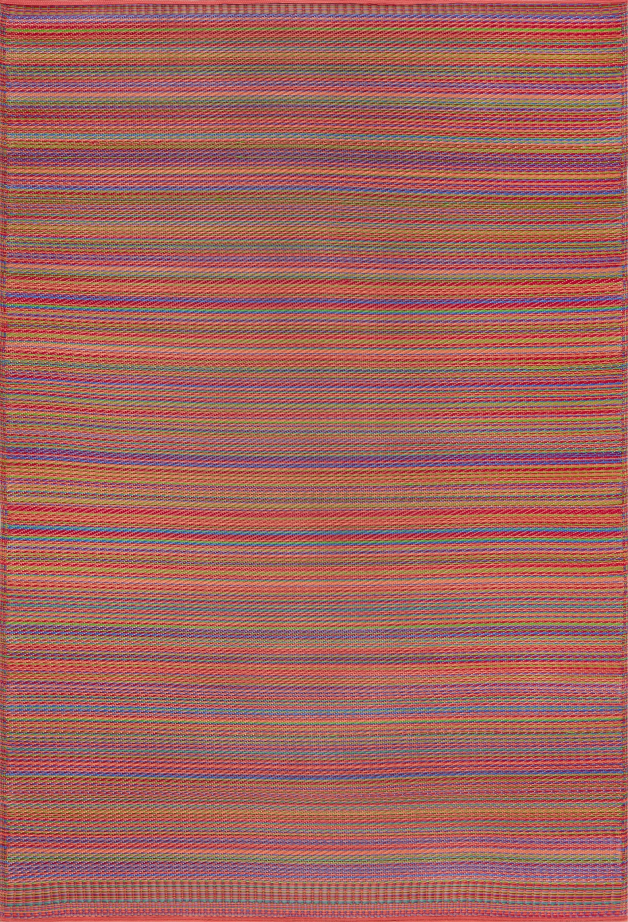 6x9 Waterproof, Reversible Plastic Straw Outdoor Rugs for Patios | Also for Camping, RV, Deck, Porch, Balcony, Camp, Patio | Red, Stripe | Size: 5'11'' x 8'10''