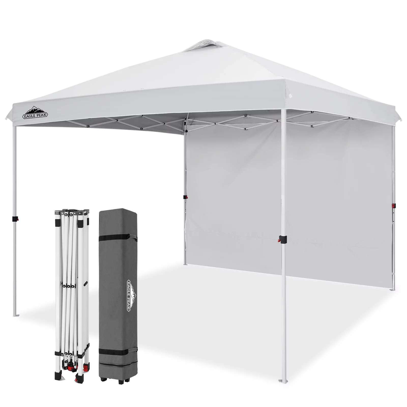 EAGLE PEAK 10 x 10 Pop up Canopy Tent with 1 Detachable Sidewall, Instant Outdoor Folding Shelter