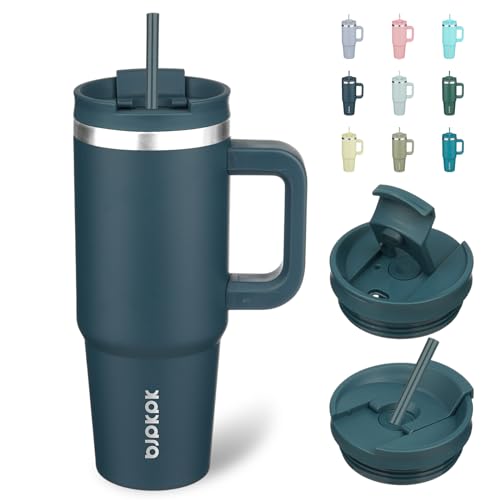 BJPKPK Insulated Tumblers With Handle And Straw 30 oz Stainless Steel Tumbler Cups With Lid,Mint