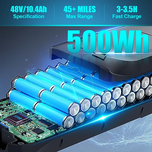 ANCHEER Electric Bike for Adults, 48V 500Wh EBike, UP to 60 Miles, Removable Battery, Fast-Charge, 26