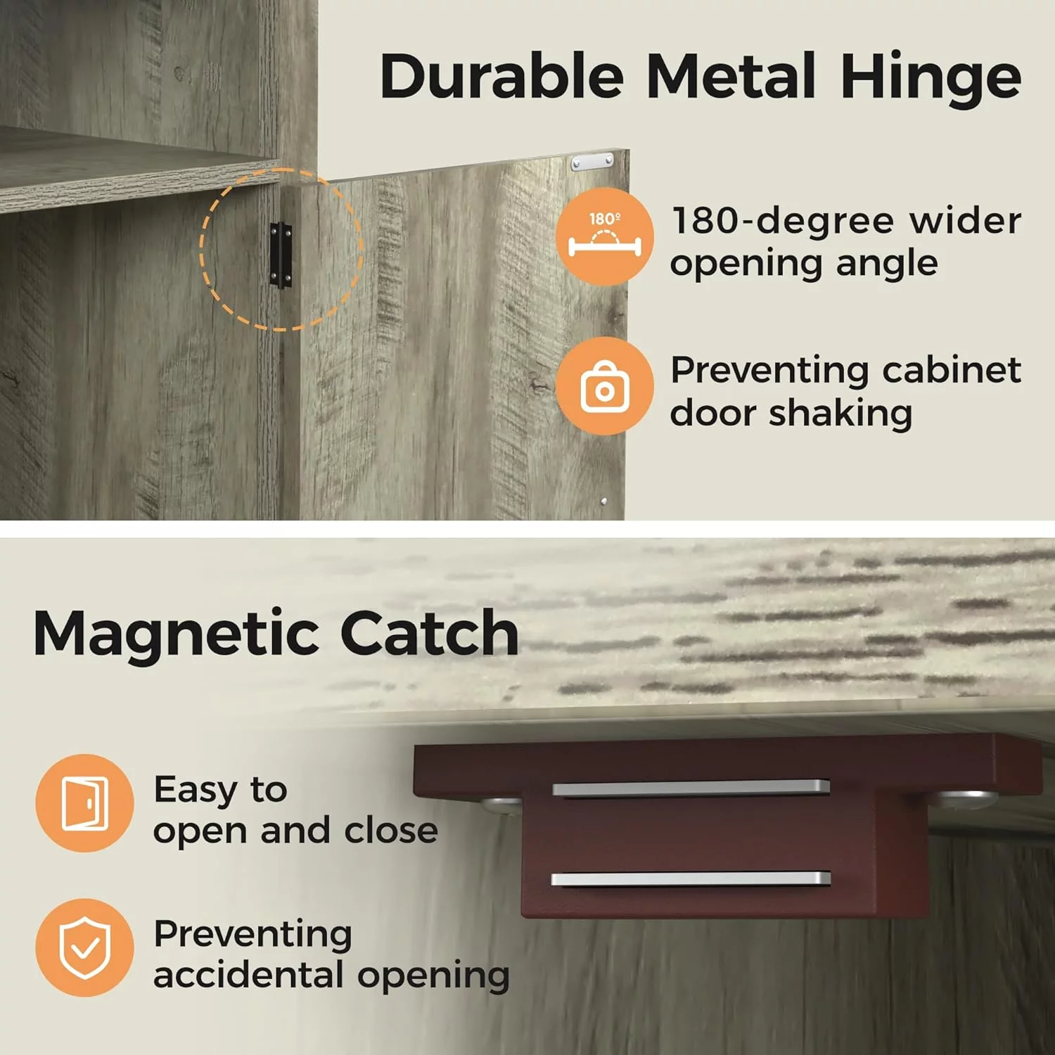 RoyalCraft Farmhouse Nightstand with Charging Station, Tall Bedside Table with X-Shaped Design, Wooden Rustic End Table with Large Storage Room & Shelf for Bedroom, Living Room, Rustic Warm Grey