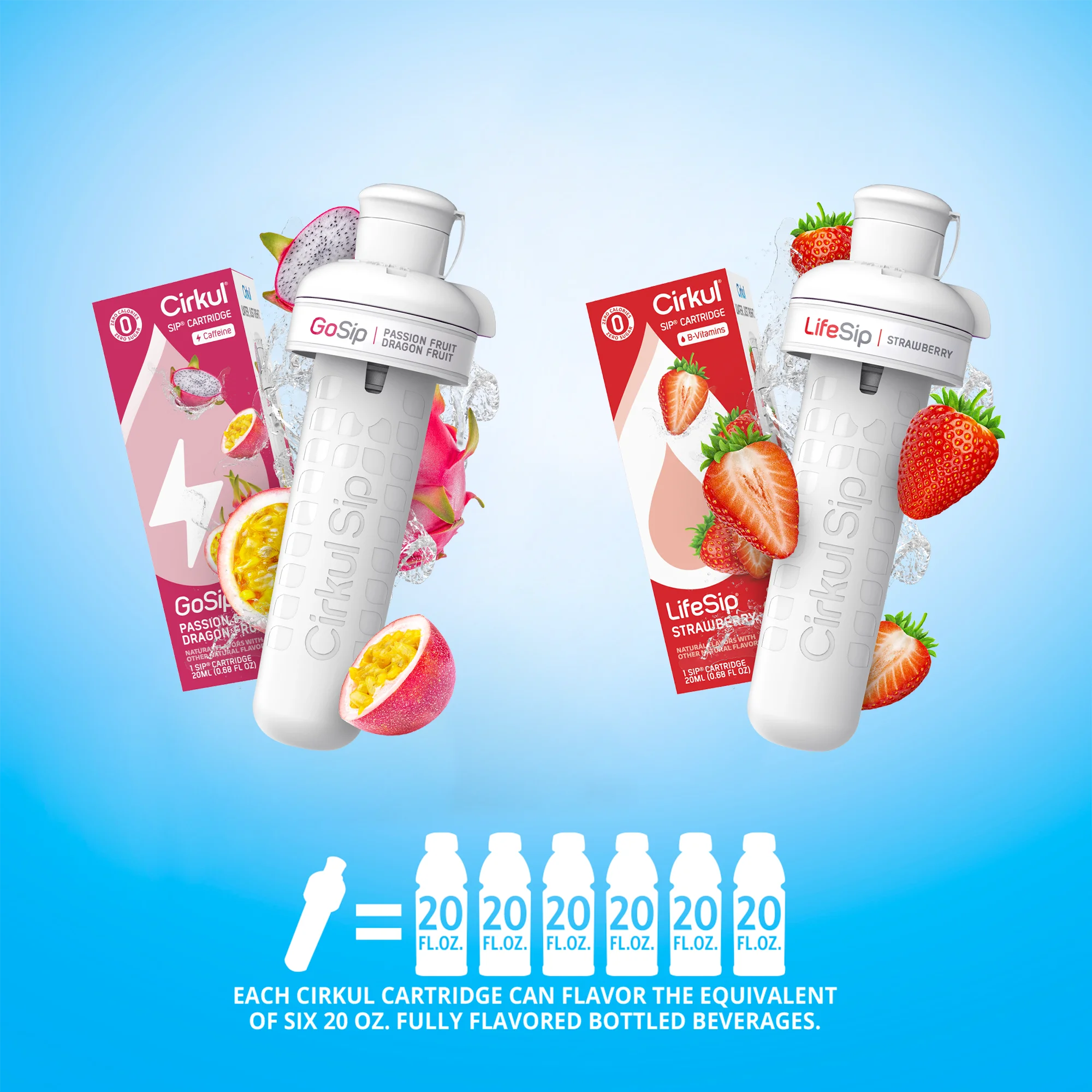 Cirkul 32oz Blush Pink Stainless Steel Starter Kit with Light Pink & White Cirkul Lid 2.0 and 2 Flavor Cartridges (Strawberry & Passion Fruit Dragon Fruit)