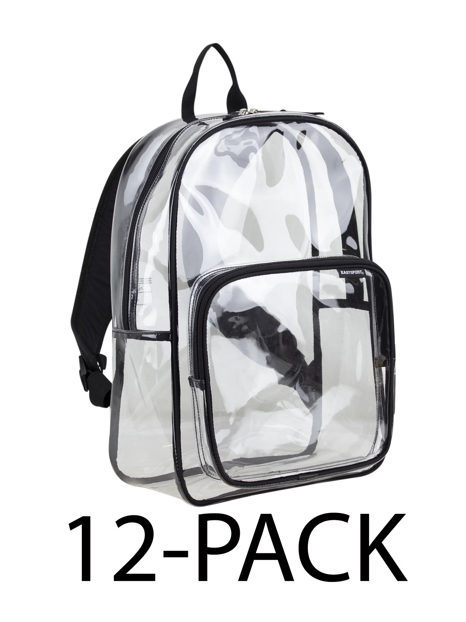 Eastsport Unisex Clear Spirit Backpack, Black (12-Pack)