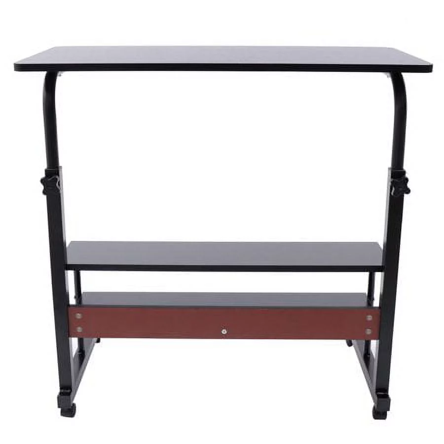 Modern Mobile Side Table Adjustable Cart Student Laptop Double Desk Matte Finish Office Laptop Desk Rolling Adjustable Table Cart Mobile Stand W/ Removable Wheel Rolling Laptop Desk