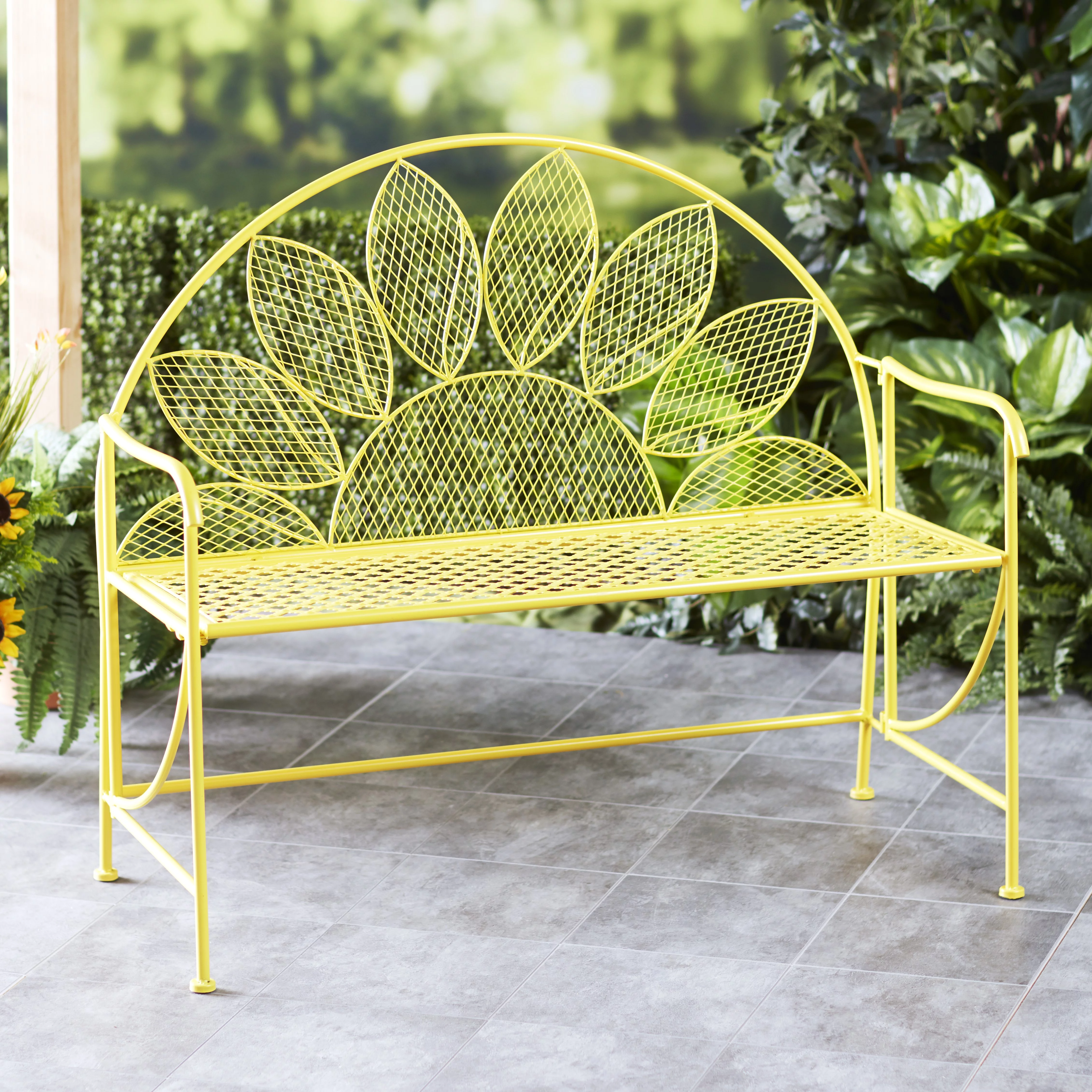 Garden Bench – Outdoor Metal Bench - Sunflower