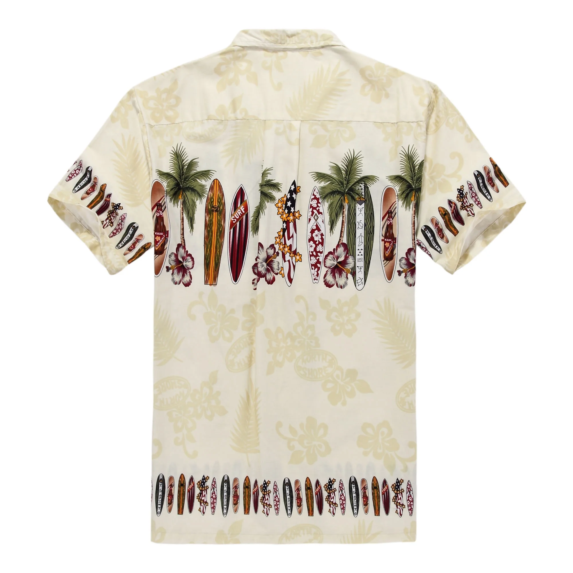 Men's Aloha Shirt S Cream Surf Boards