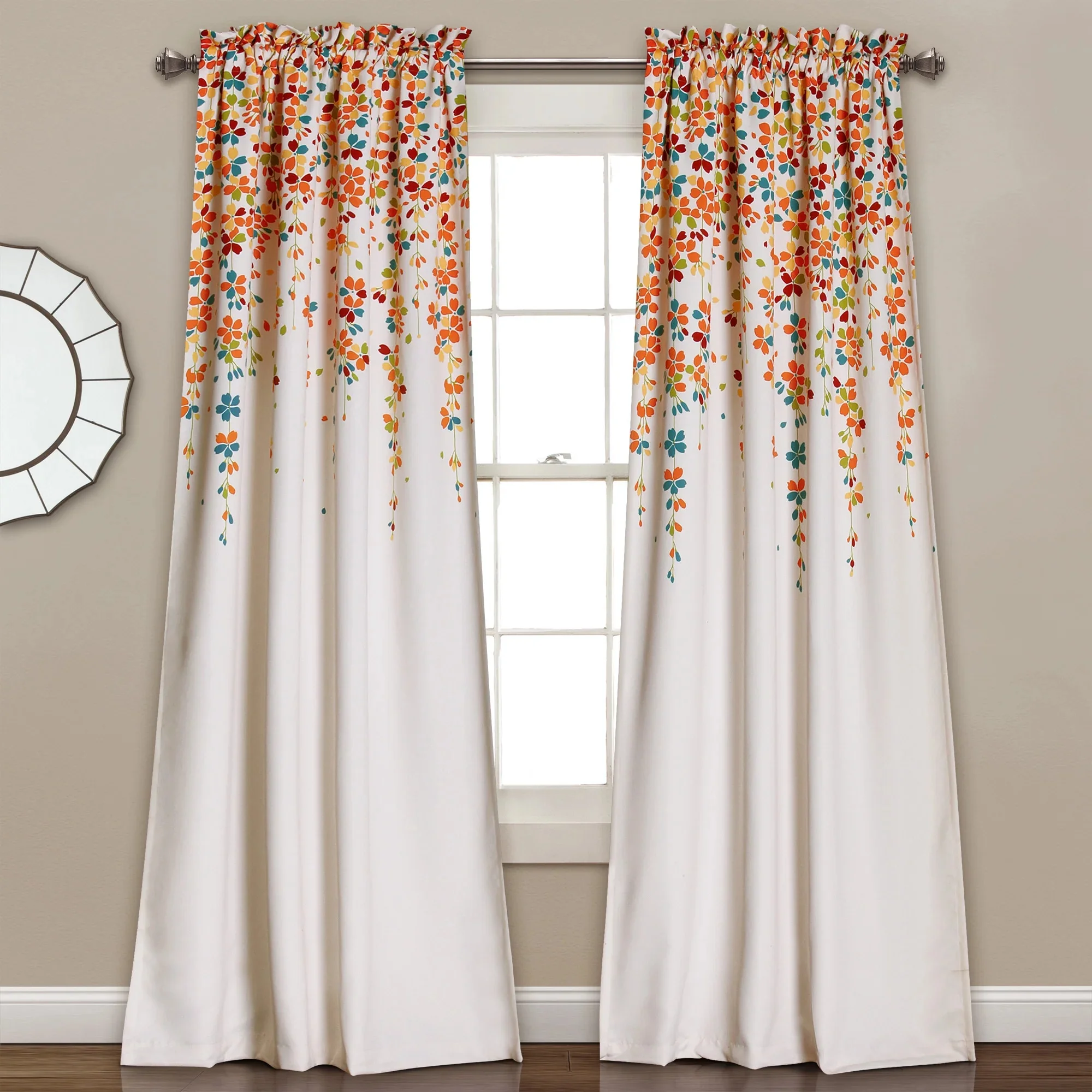 Weeping Flower Room Darkening Window Curtain Set