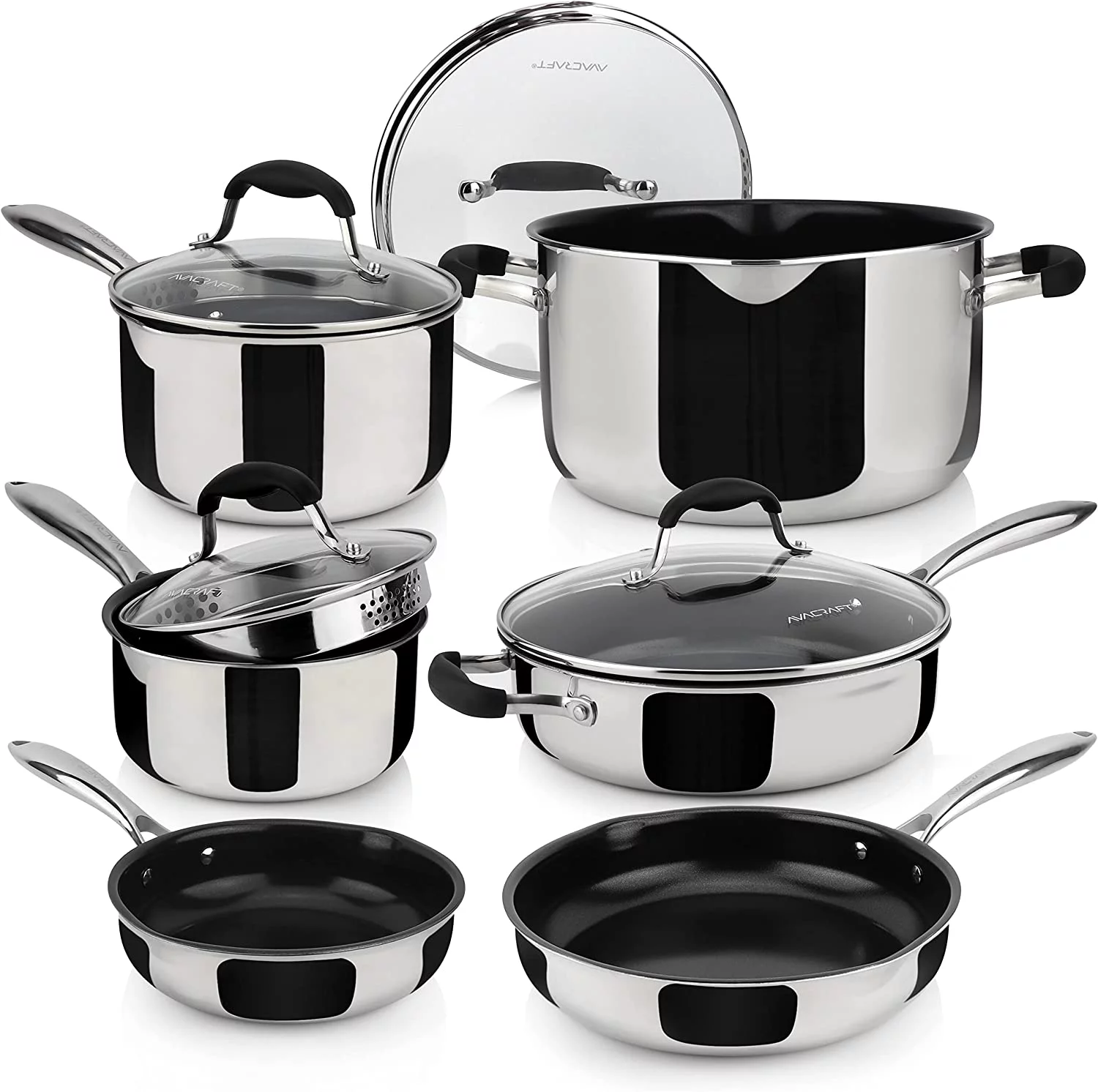 Premium Ceramic Non Stick Cookware Set  100% PFOA  PTFE Toxin Free  Best Nonstick Pots and Pans Set  Multi-Ply Body Ceramic Pan Set  10-Piece Sets