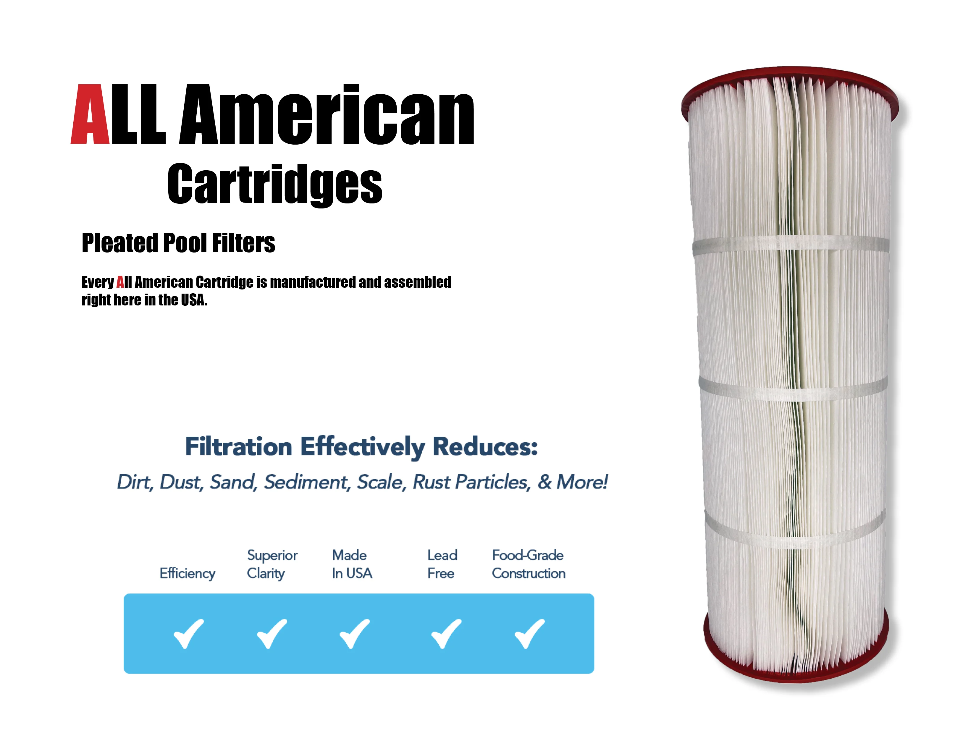 ALL AMERICAN AA-P200 Pool Filter; Replaces Predator Clean and Clear 200, Pentair Clean and Clear 200, Pleatco PAP200-4, Filbur FC-0688, Unicel C-9419