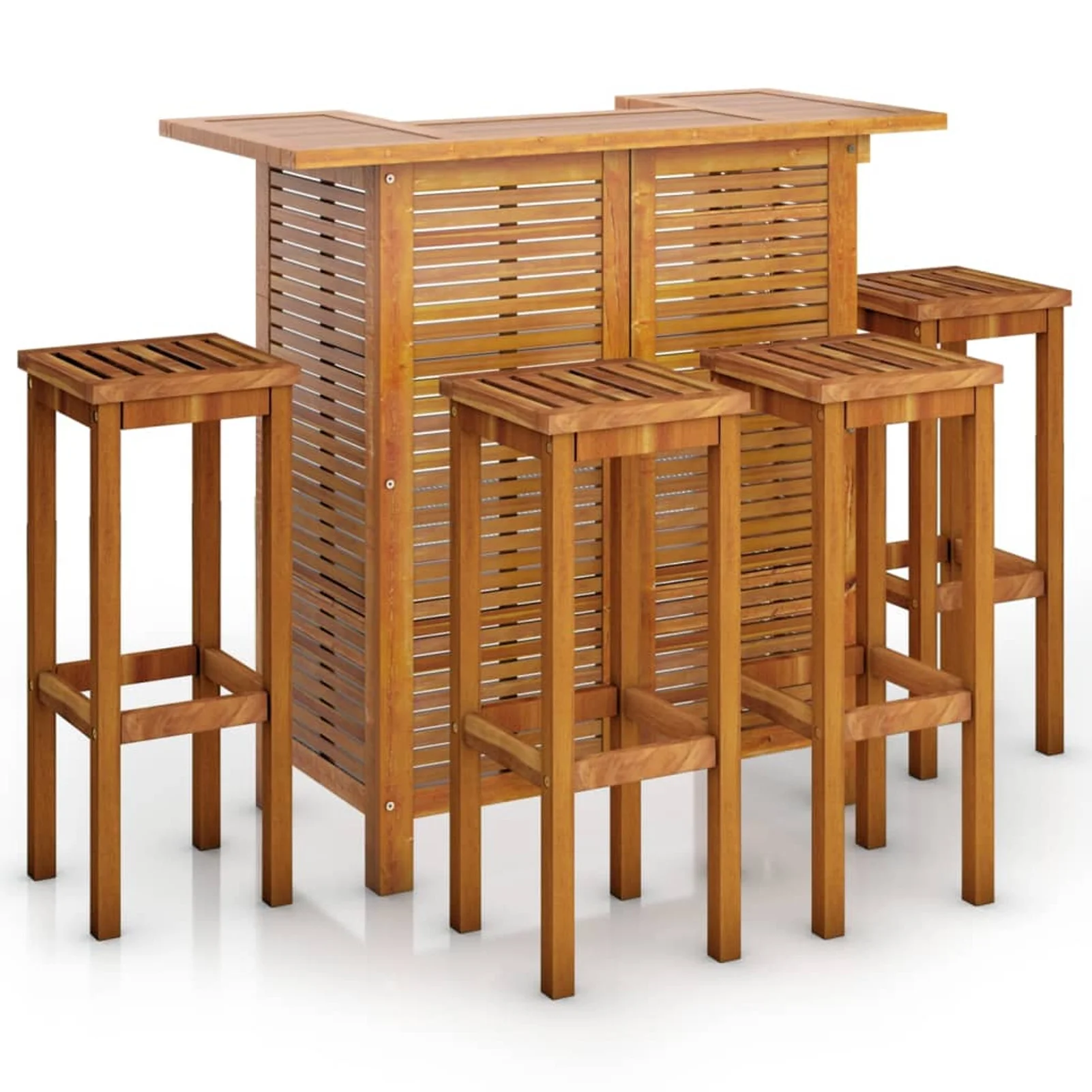 Walmeck 5 Piece Patio Bar Set Solid Wood Acacia