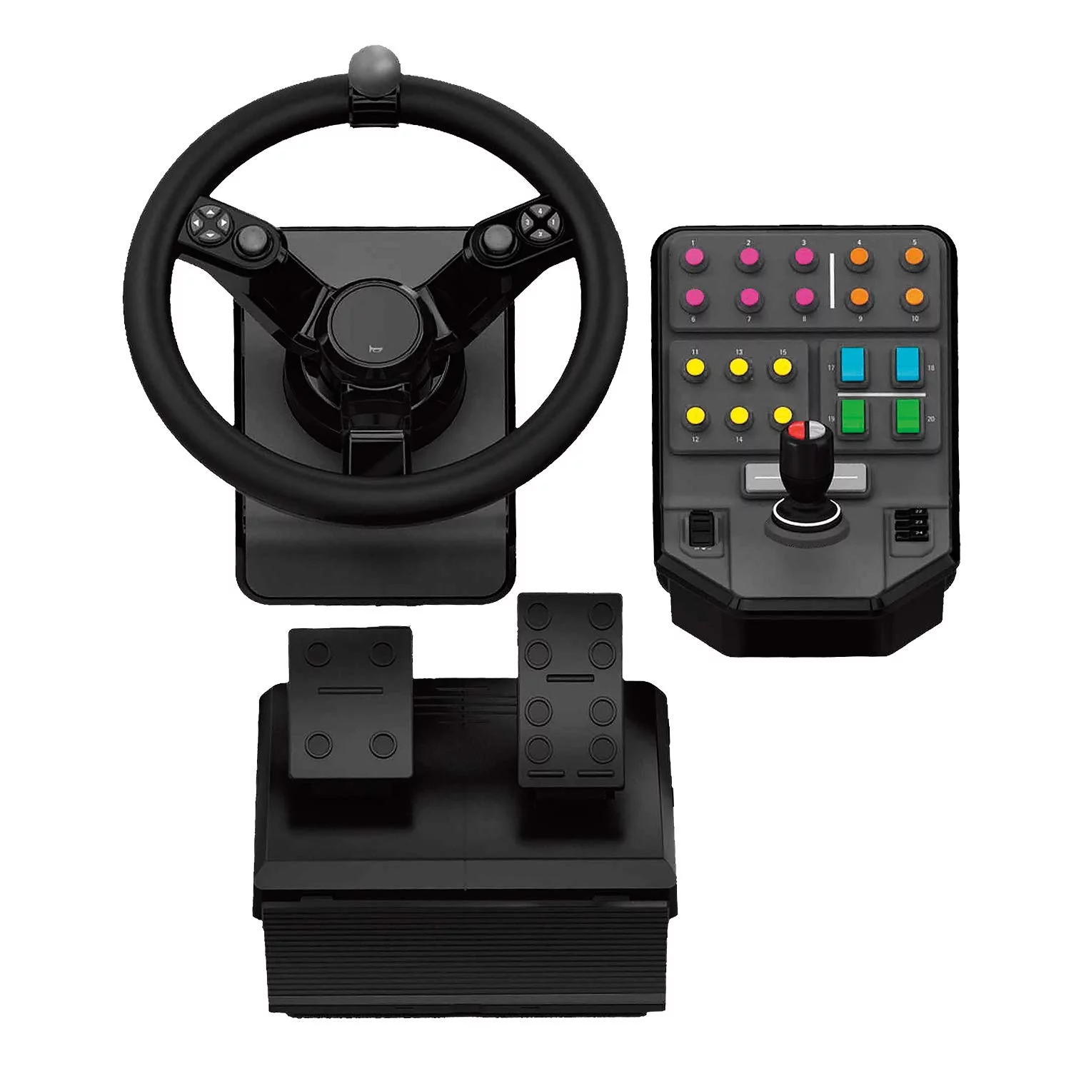 Logitech G Heavy Equipment Bundle Simulation Wheel, Pedals and Side Panel Control Deck