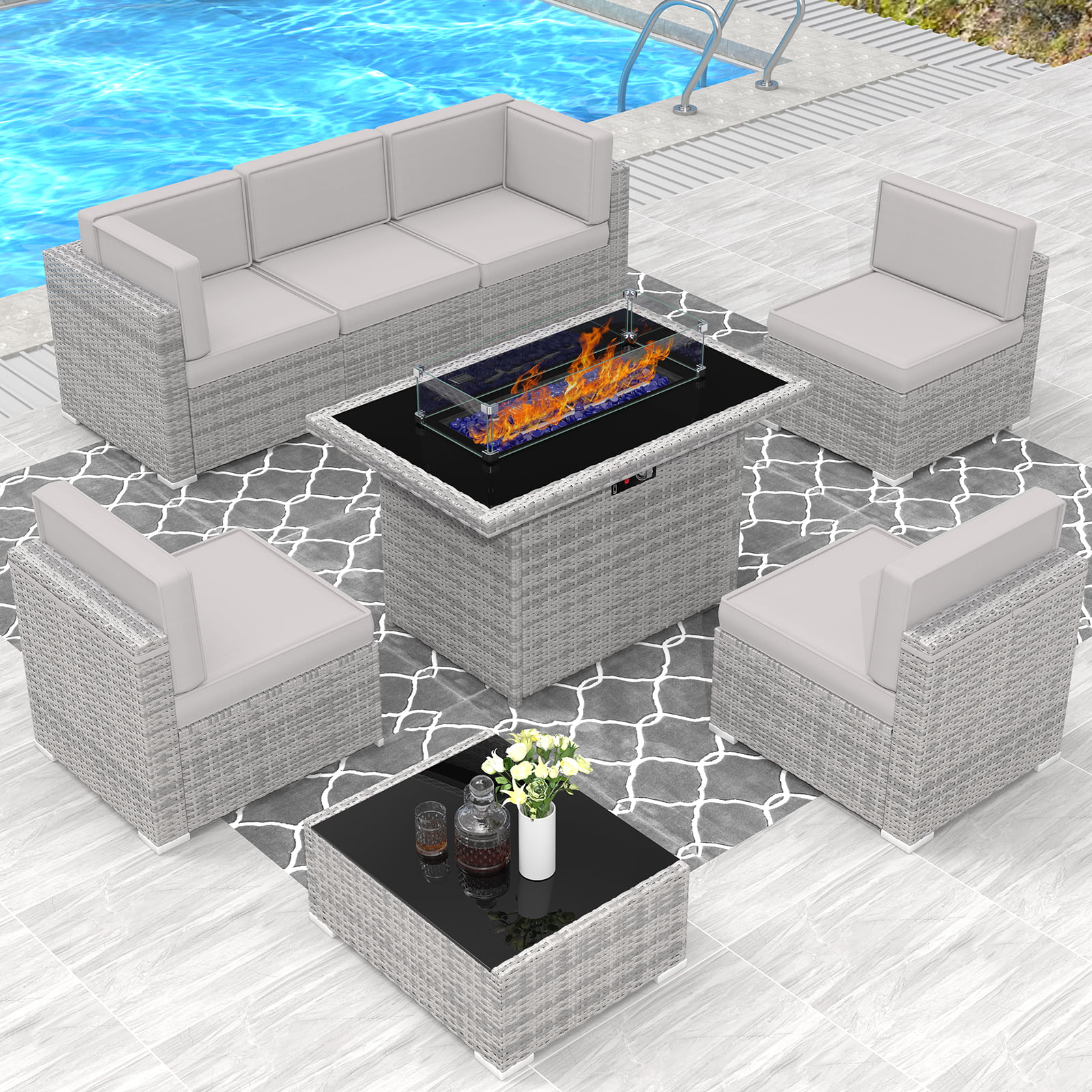 8 Piece Patio Furniture Set with 44