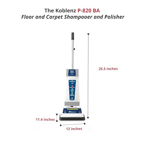 Koblenz Floor Shampooer and Polisher, Hard Floor Cleaner, Carpet Cleaning Machine with Scrubbing Brushes, Polishing Pads, and Carpet Shampoo, 3 Speeds, Blue/Gray (P-820 BA)