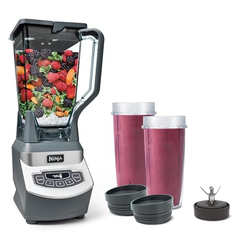 Ninja Blender, For-Smoothies, Salsa, Shakes, Slush, and-Frozen Drinks, Pitcher, and-Lid, for-Kitchen, Crushes Ice, Fruit, and-Veggies, 1000-Watt, Dishwasher Safe, Black, NJ601AMZ​