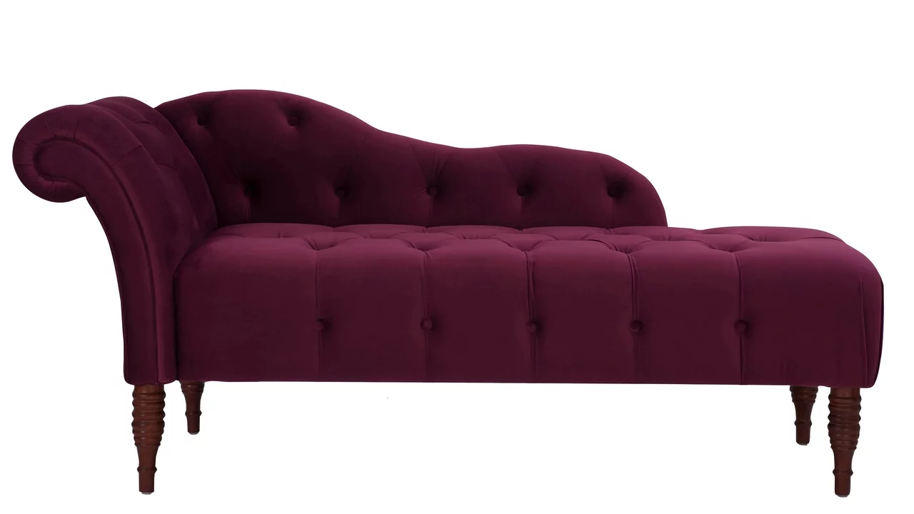 Samuel Tufted Roll Arm Chaise Lounge Burgundy