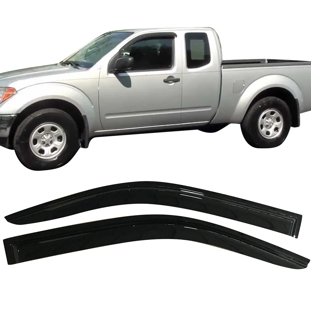 Ikon Motorsports Compatible with 05-20 Nissan Frontier D40 Window Visor Acrylic Vent Windshield Deflector Rain Guard 2Pc Set Outside Mount 2005 2006 2007 2008 2009 2010 2011 2012 2013 2014 2015 2016