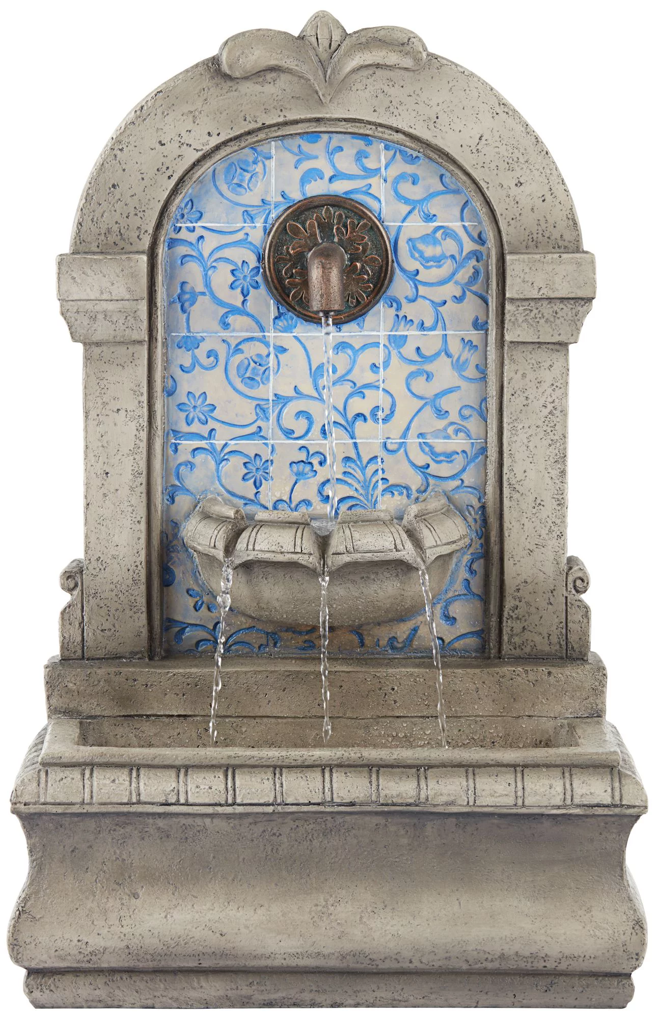 John Timberland Manhasset Modern Cascading Spout Bowl Outdoor Wall Water Fountain 30 1/4