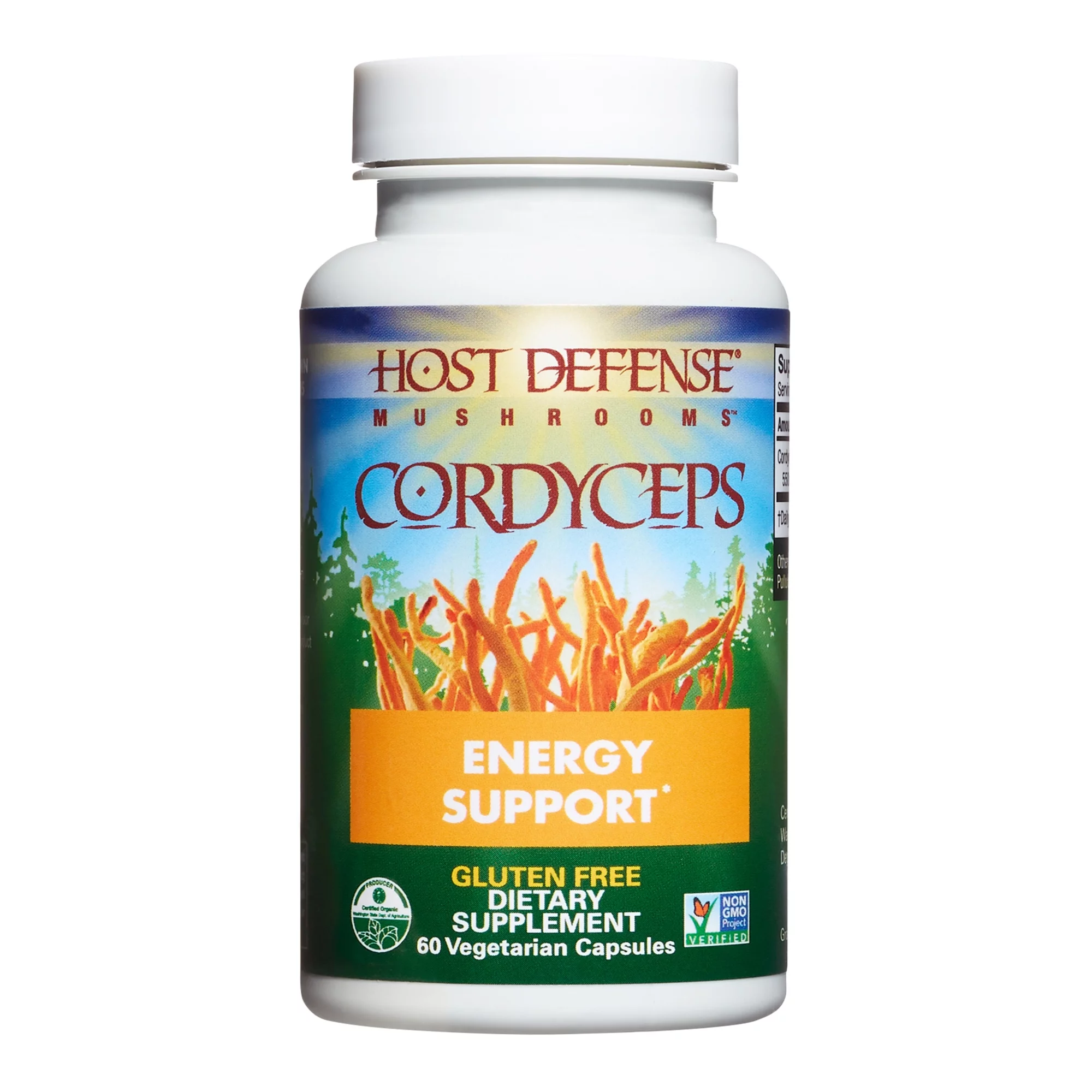 Host Defense, Cordyceps Capsules, Energy and Stamina Support, Mushroom Supplement, Unflavored, 60