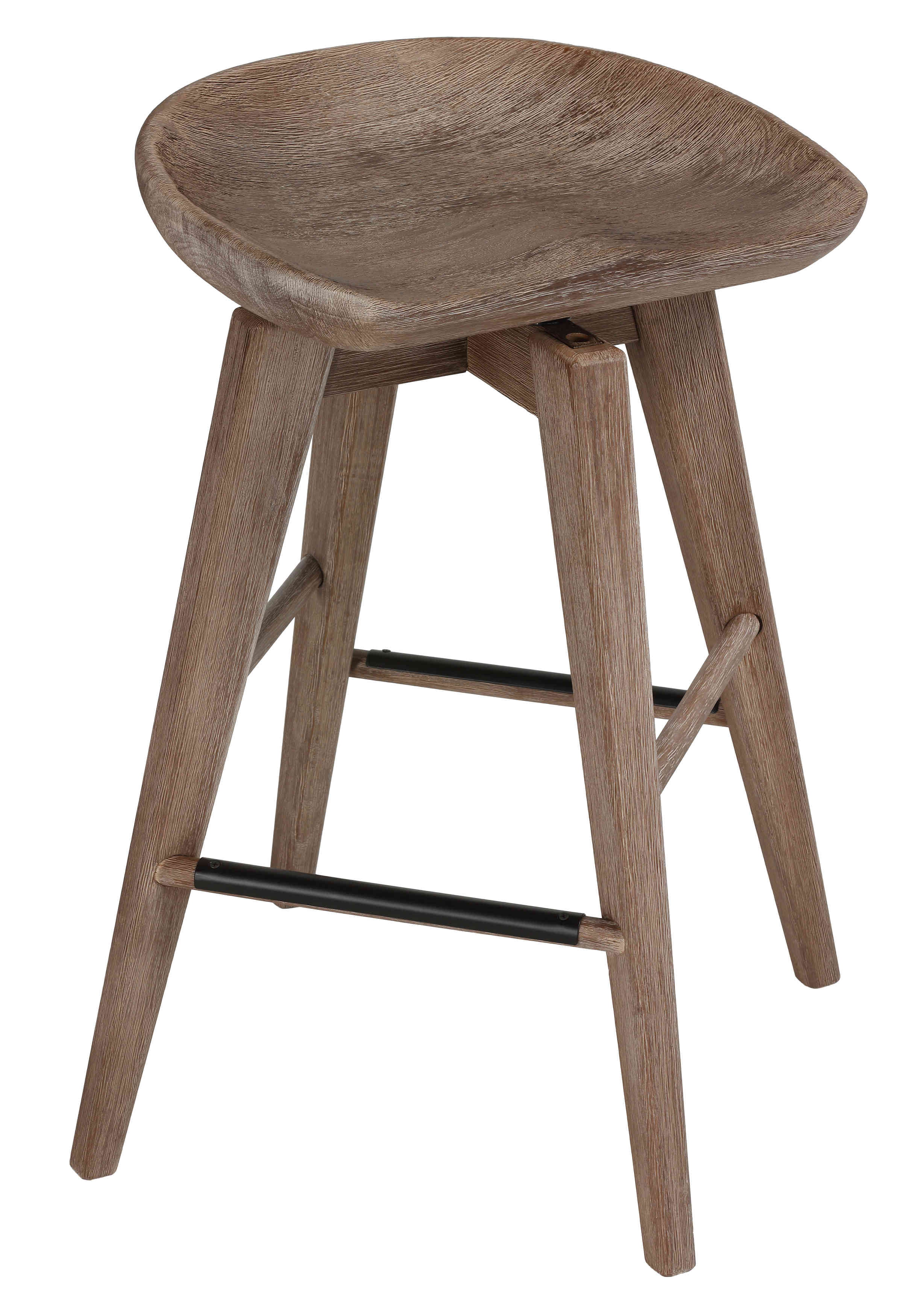Cortesi Home Tiwi Backless Swivel Counterstool in Solid Wood, 24